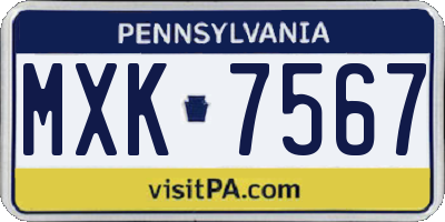 PA license plate MXK7567