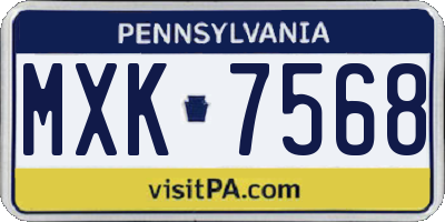 PA license plate MXK7568