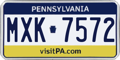 PA license plate MXK7572