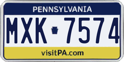 PA license plate MXK7574