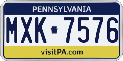 PA license plate MXK7576