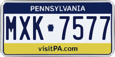 PA license plate MXK7577