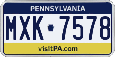 PA license plate MXK7578