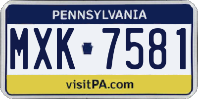 PA license plate MXK7581