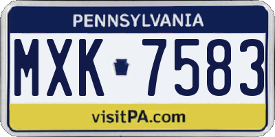 PA license plate MXK7583