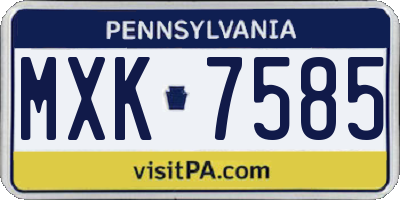 PA license plate MXK7585