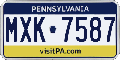 PA license plate MXK7587