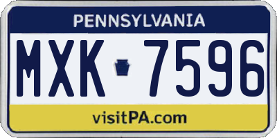 PA license plate MXK7596