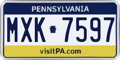 PA license plate MXK7597