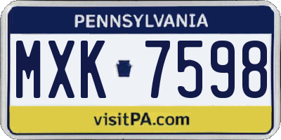 PA license plate MXK7598