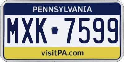 PA license plate MXK7599