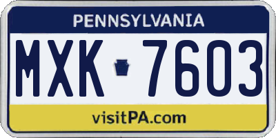 PA license plate MXK7603