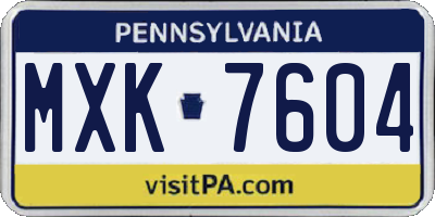PA license plate MXK7604