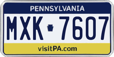 PA license plate MXK7607