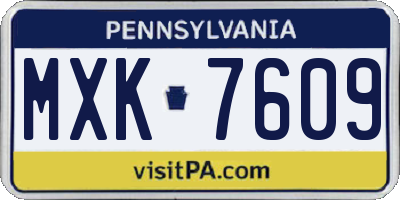 PA license plate MXK7609