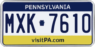 PA license plate MXK7610