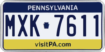 PA license plate MXK7611