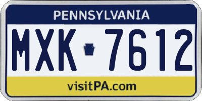 PA license plate MXK7612