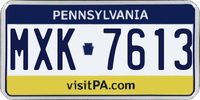 PA license plate MXK7613