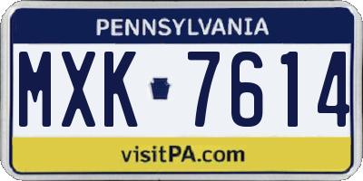 PA license plate MXK7614