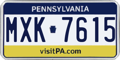PA license plate MXK7615