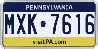 PA license plate MXK7616