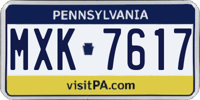 PA license plate MXK7617