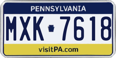 PA license plate MXK7618