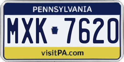 PA license plate MXK7620