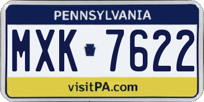 PA license plate MXK7622