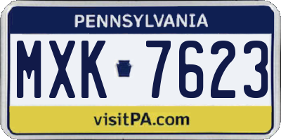 PA license plate MXK7623