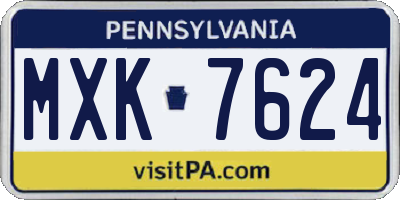 PA license plate MXK7624
