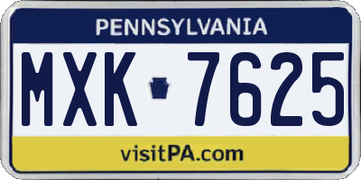 PA license plate MXK7625