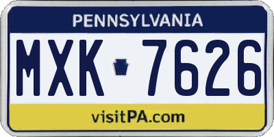 PA license plate MXK7626