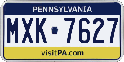 PA license plate MXK7627