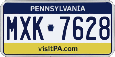 PA license plate MXK7628
