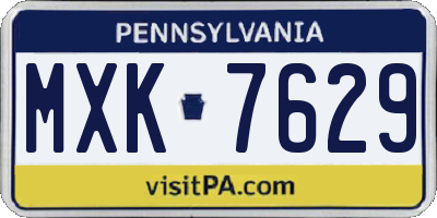 PA license plate MXK7629
