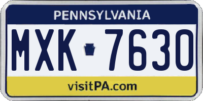 PA license plate MXK7630