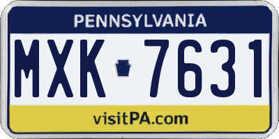PA license plate MXK7631