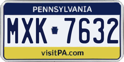PA license plate MXK7632