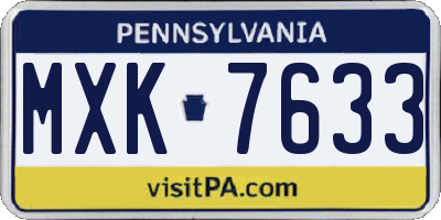 PA license plate MXK7633