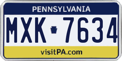 PA license plate MXK7634