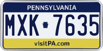PA license plate MXK7635