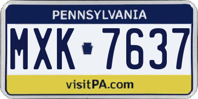 PA license plate MXK7637