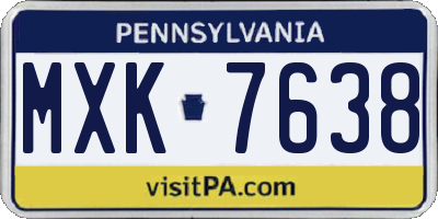 PA license plate MXK7638