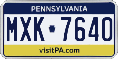 PA license plate MXK7640