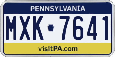 PA license plate MXK7641