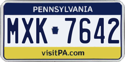 PA license plate MXK7642
