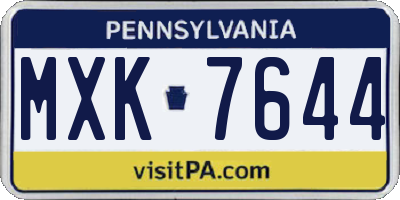 PA license plate MXK7644