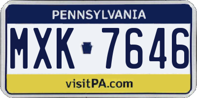 PA license plate MXK7646
